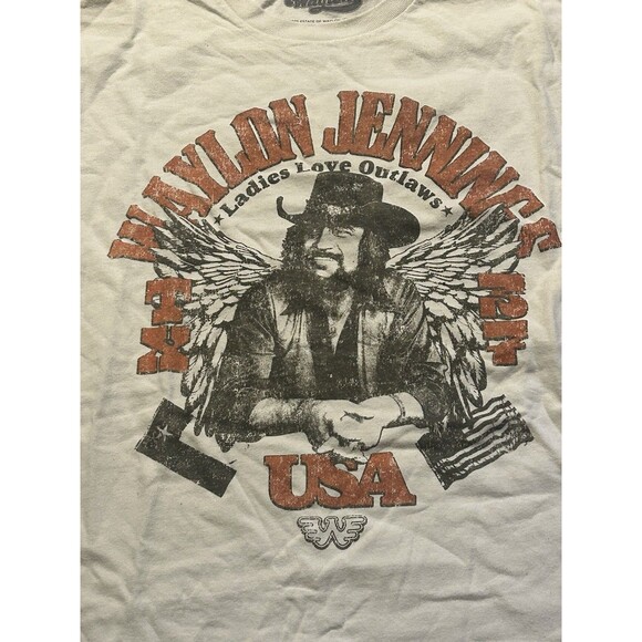 Waylon Jennings Ladies Love Outlaws T-Shirt Large USA Tour Graphic Tee - Picture 2 of 4